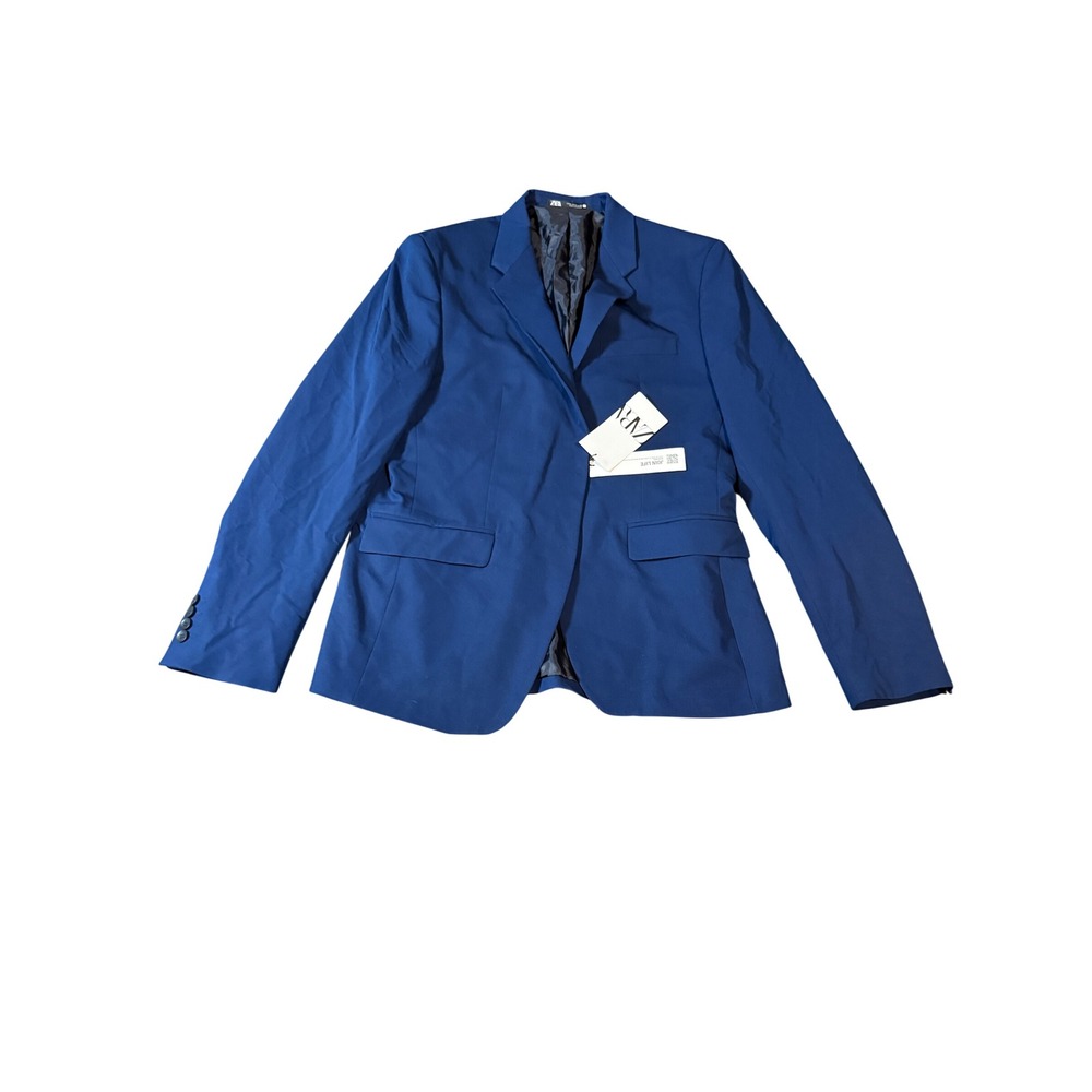 NWT Zara Men Navy Blue Blazer Size 42 Formal Professional Work‎ no buttons